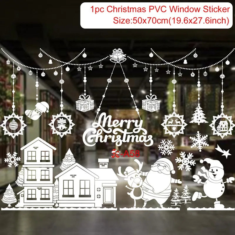 Christmas Wall Window Stickers Marry Christmas Decoration For Home 2026 Christmas Ornaments Xmas Navidad Gift New Year 2026