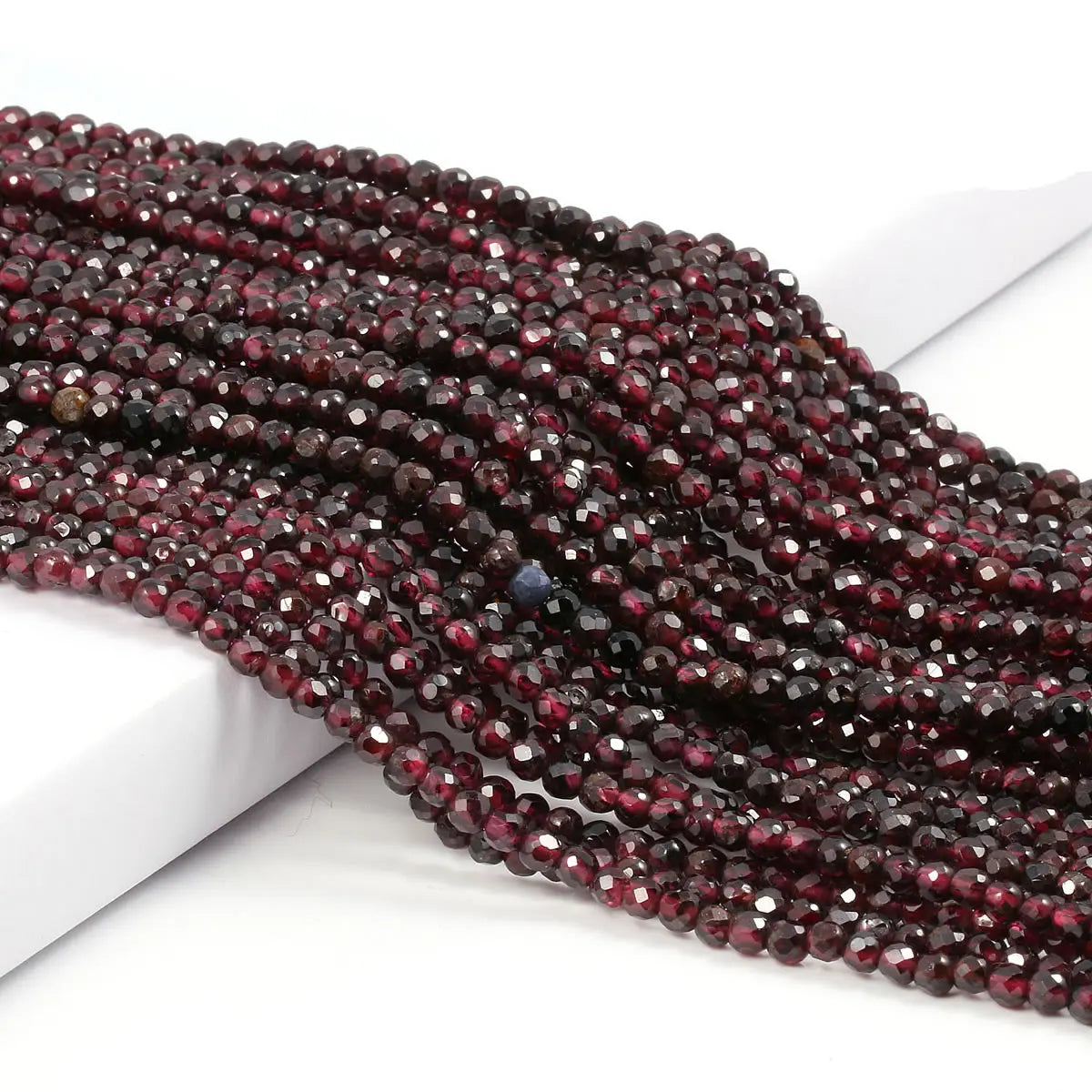 Natural Gem Stone Garnet Beaded 2 3mm Small Faceted Loose Beads for DIY Bracelet Necklace  Jewelry Making Accessories 15''