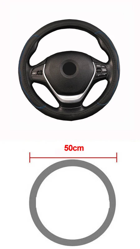 Car Truck PU Leather Embossed Steering Wheel Cover Steering-Wheel For Auto Diameters 36 38 40 42 45 47 50CM 7 Sizes to Choose