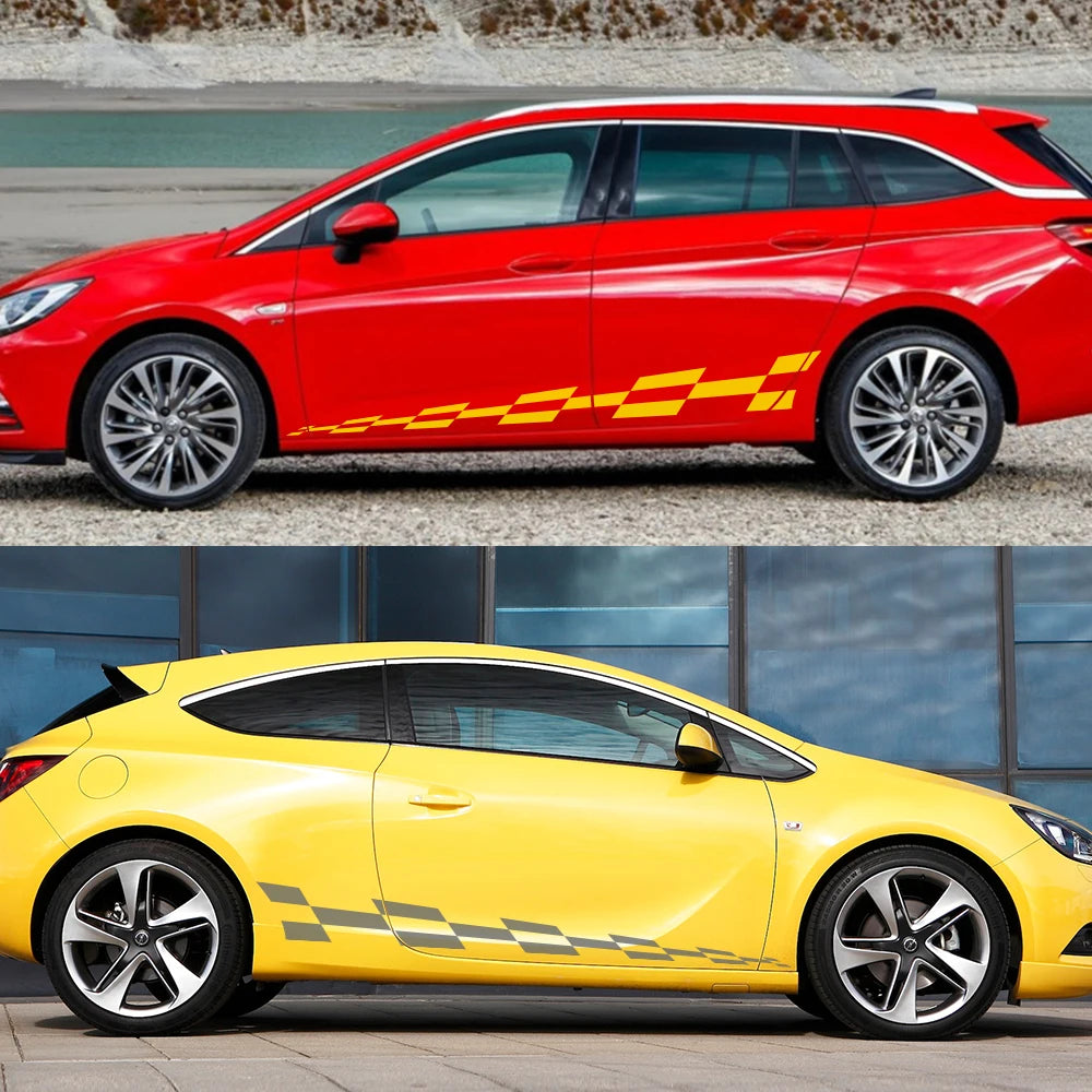 2PCS Car Vinyl Side Stripe Decal – Racing Sport Graphics Compatible with Vauxhall Adam, Astra, Viva, Corsa