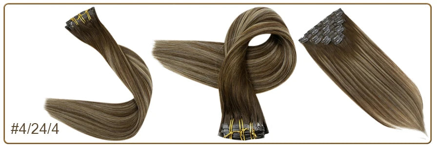 Full Shine Seamless Clip in Hair Extensions Remy Human Hair 8Pcs 120g & 80g Clip In Hair Extensions Human Hair Blonde Skin Weft