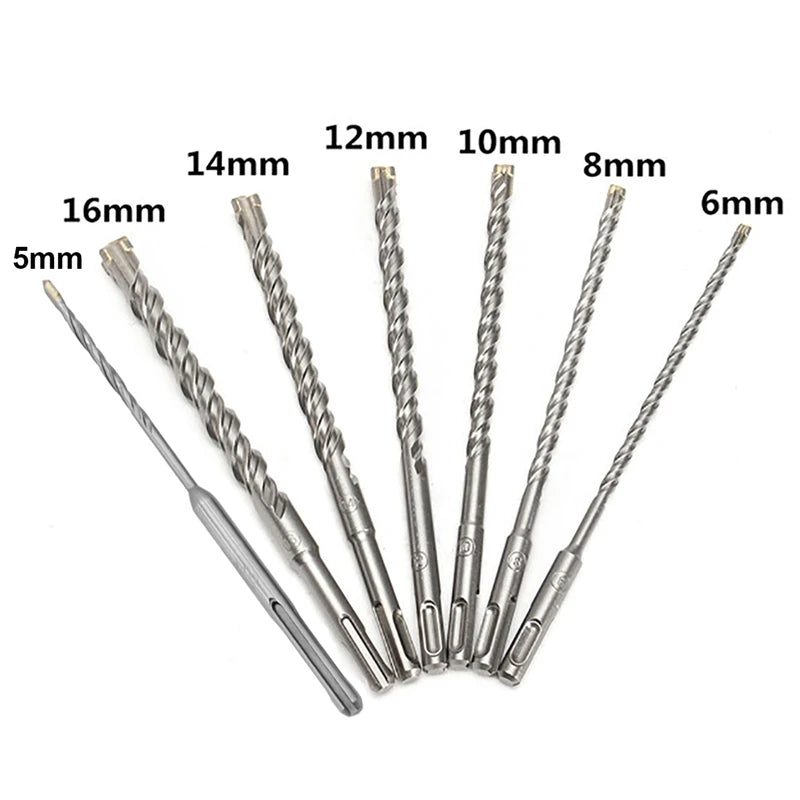 SDS Plus Hammer Drill Bits 5-25mm, Cross Tungsten Masonry Set