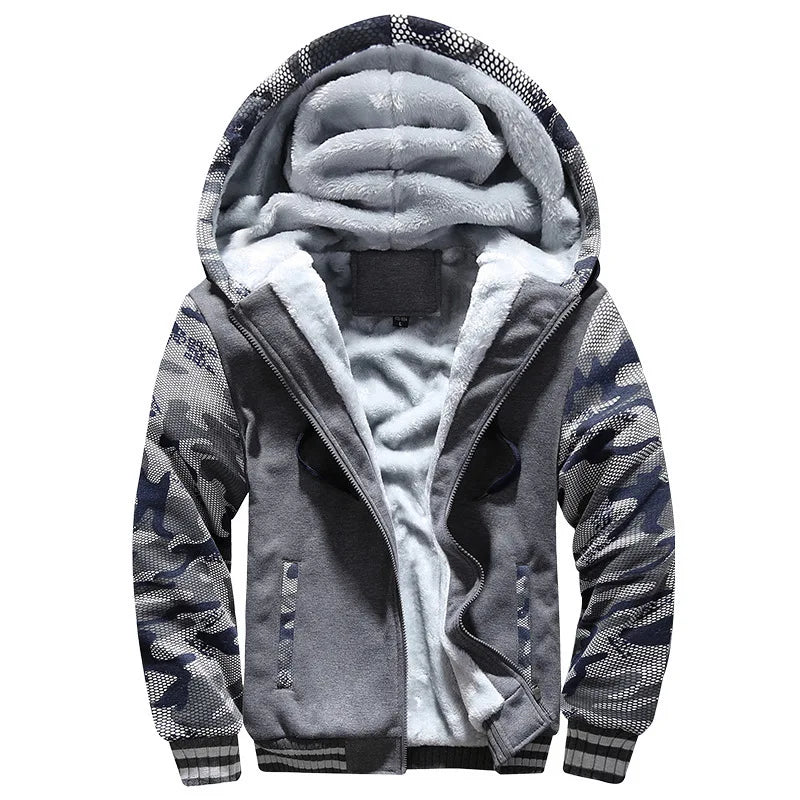 Men's Camo Fleece-Lined Hooded Jacket