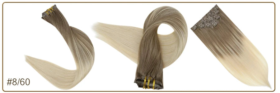 Full Shine Seamless Clip in Hair Extensions Remy Human Hair 8Pcs 120g & 80g Clip In Hair Extensions Human Hair Blonde Skin Weft