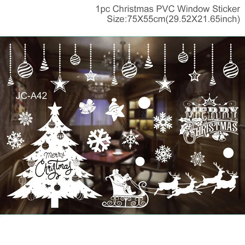 Christmas Wall Window Stickers Marry Christmas Decoration For Home 2026 Christmas Ornaments Xmas Navidad Gift New Year 2026