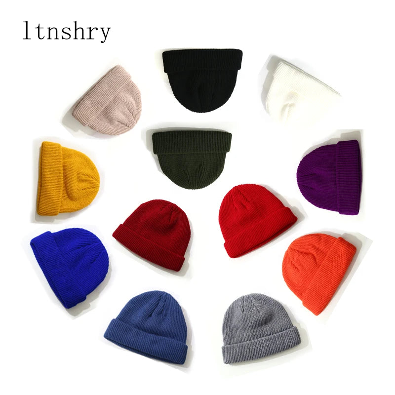Baggy Docker Knit Beanie - Brimless Cuffed Winter Cap for Men
