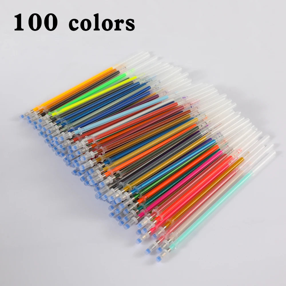 0.8mm 100 Colors Ballpoint Pen Fluorescent Refills Color Flash Pen Smooth Ink Painting Graffiti Pens Student Stationery 04116