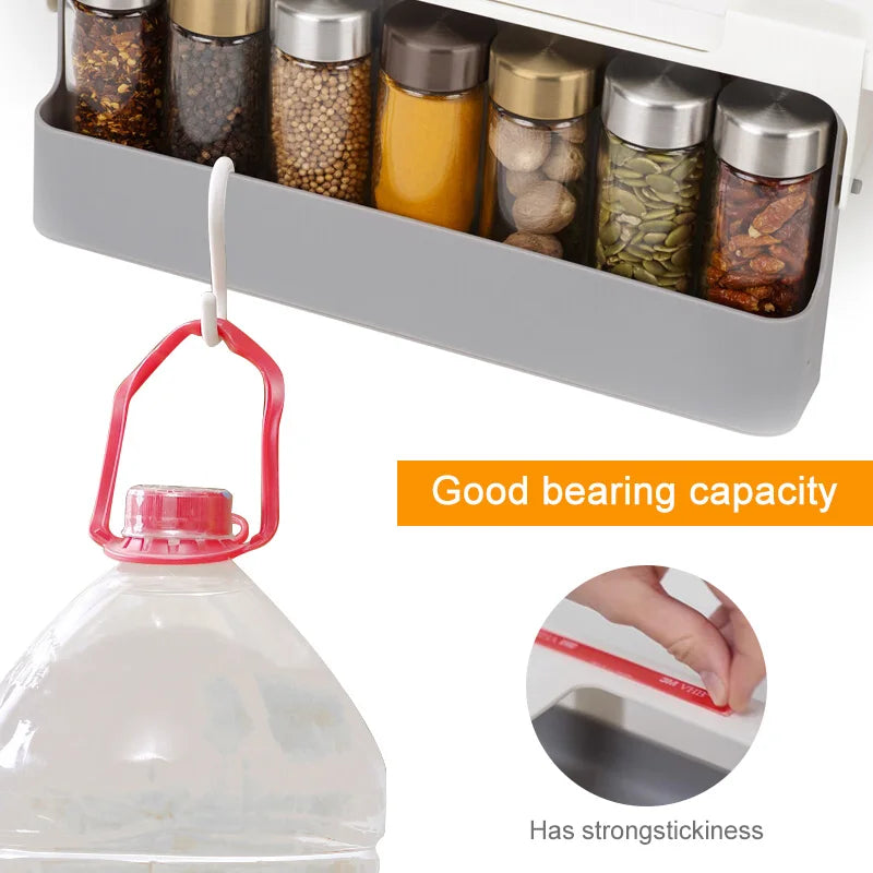 Self-Adhesive Under-Shelf Spice Rack - Wall-Mounted Seasoning Holder - photo 5