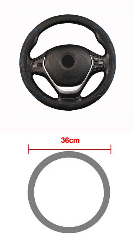 Car Truck PU Leather Embossed Steering Wheel Cover Steering-Wheel For Auto Diameters 36 38 40 42 45 47 50CM 7 Sizes to Choose