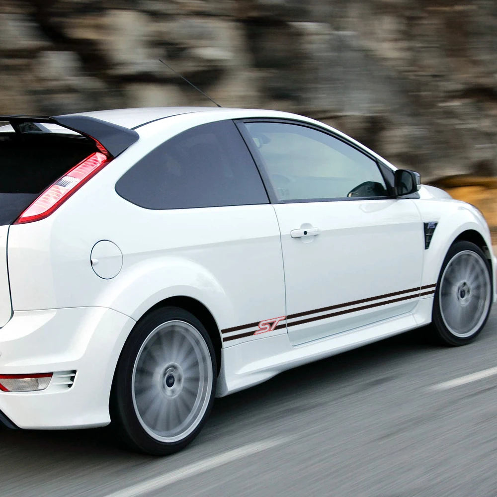 2Pcs Car Side Stripe Graphic Decal – Vinyl Film Compatible with Ford Focus ST