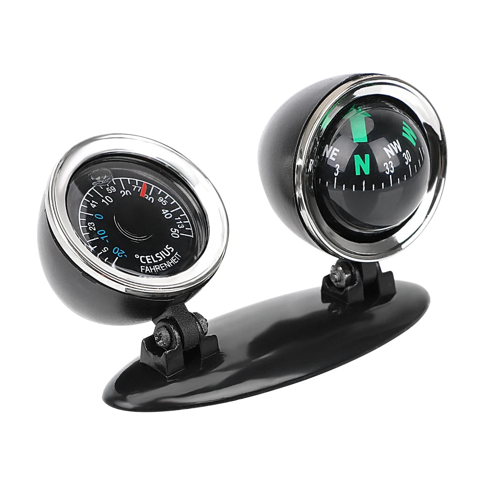 Car Ornaments Compass Thermometer Guide Ball Dashboard Meters Gauge Decorative Truck Automobile Accessories Interior Decoration