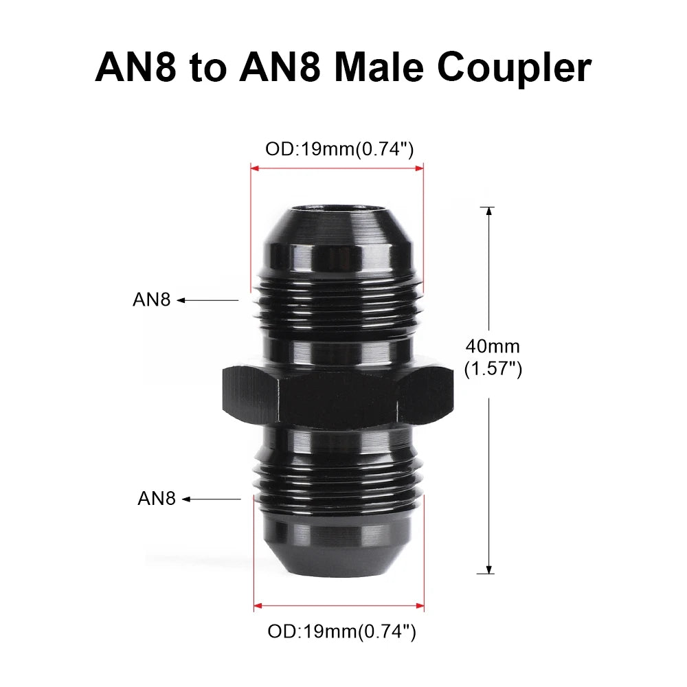 Oil Fuel Hose End Adapter an Straight AN Male To AN Male Coupler AN4 AN6 AN8 AN10 Fittings Aluminum Male Flare AN8 Fitting