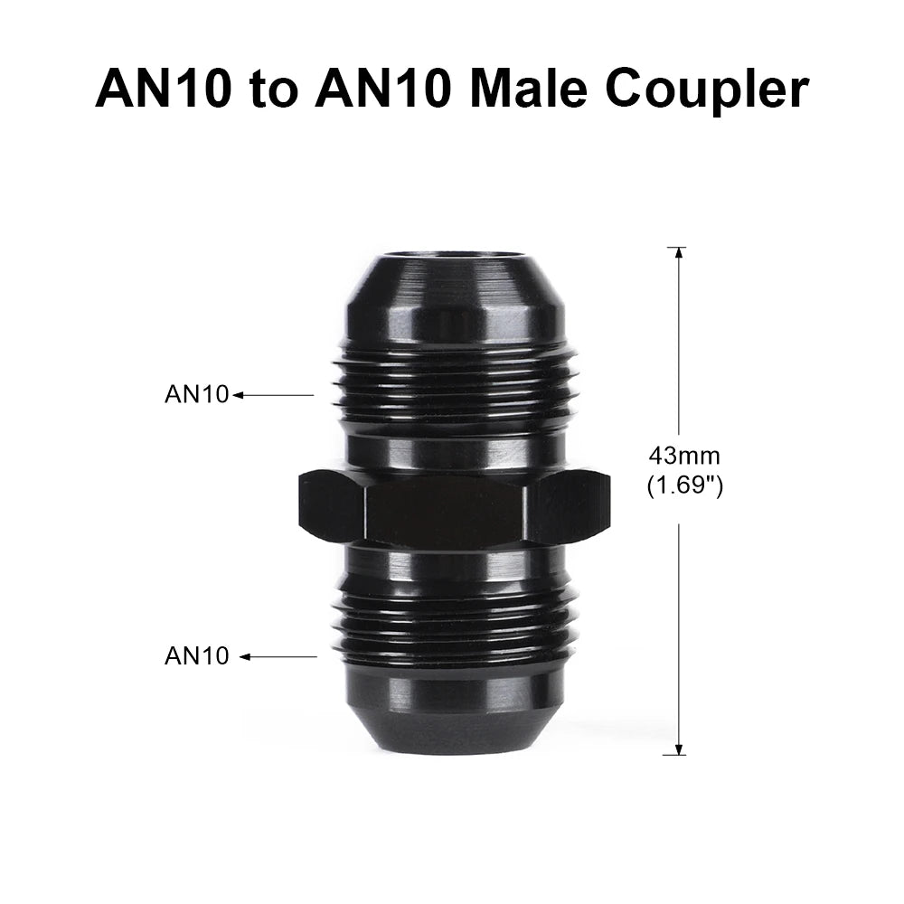 Oil Fuel Hose End Adapter an Straight AN Male To AN Male Coupler AN4 AN6 AN8 AN10 Fittings Aluminum Male Flare AN8 Fitting