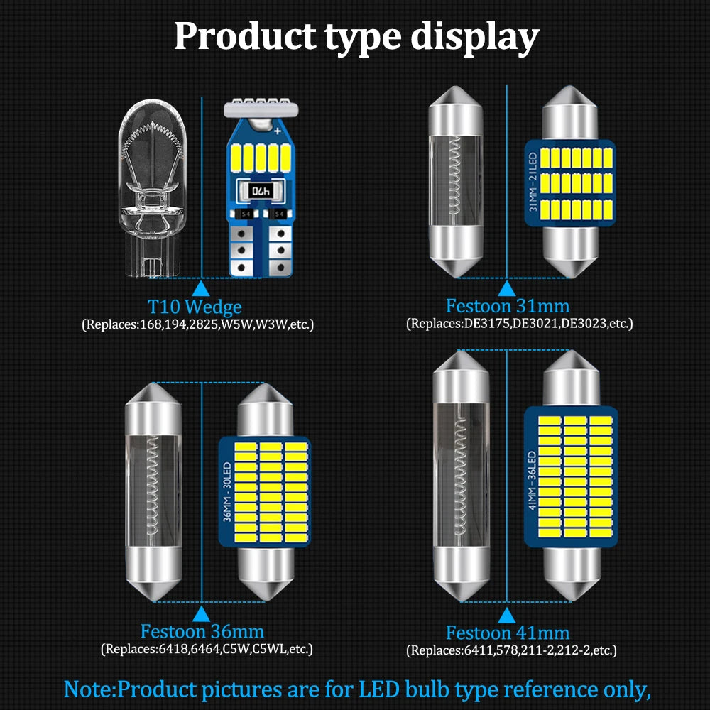 17pcs LED Interior Light Canbus For Toyota Sienna 2021 2022 2023 2024 2025 Dome Read Vanity Mirror Trunk Door License Plate Lamp