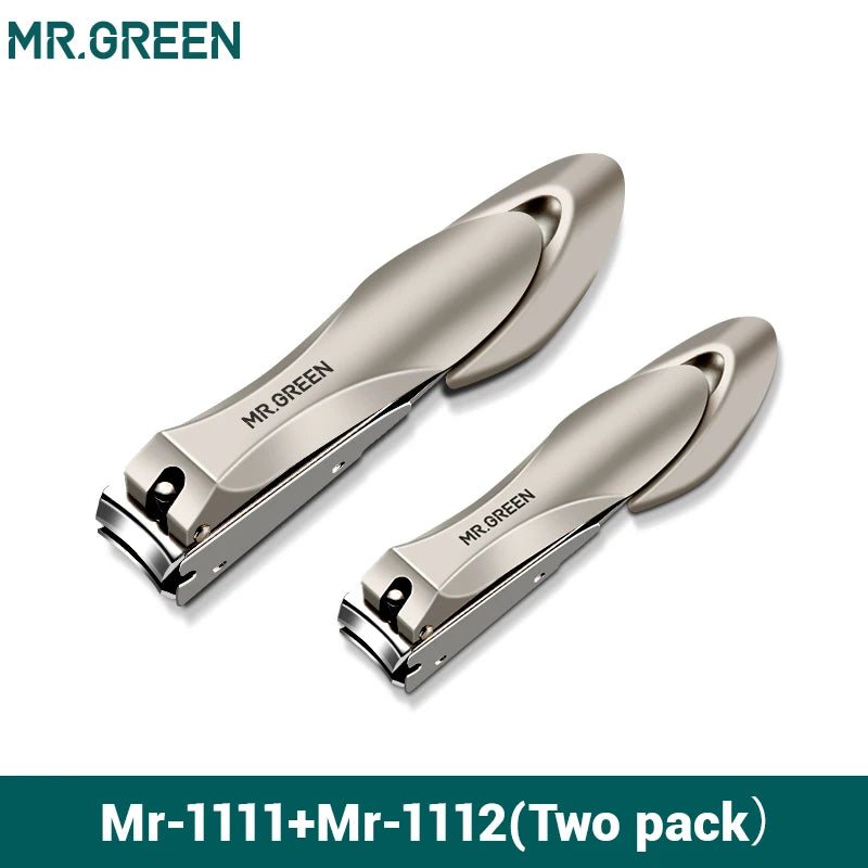 MR.GREEN Professional Nail Clipper Set – Anti-Splash Stainless Steel Fingernail & Toenail Cutter | Ergonomic Bionic Design Manicure & Pedicure Tool