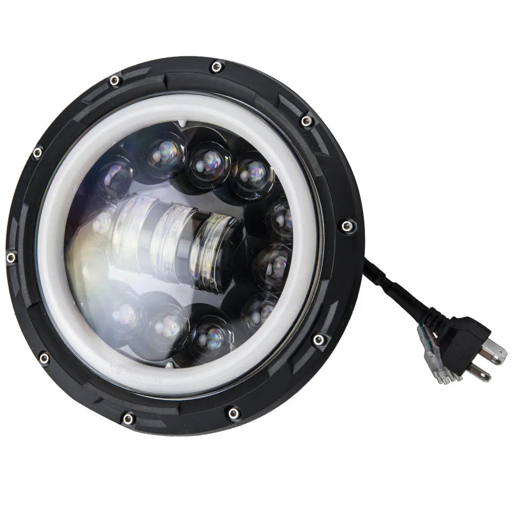 Round LED Headlight Halo Angle Eyes For Wrangler JK LJ TJ For Jeep 1997-2017