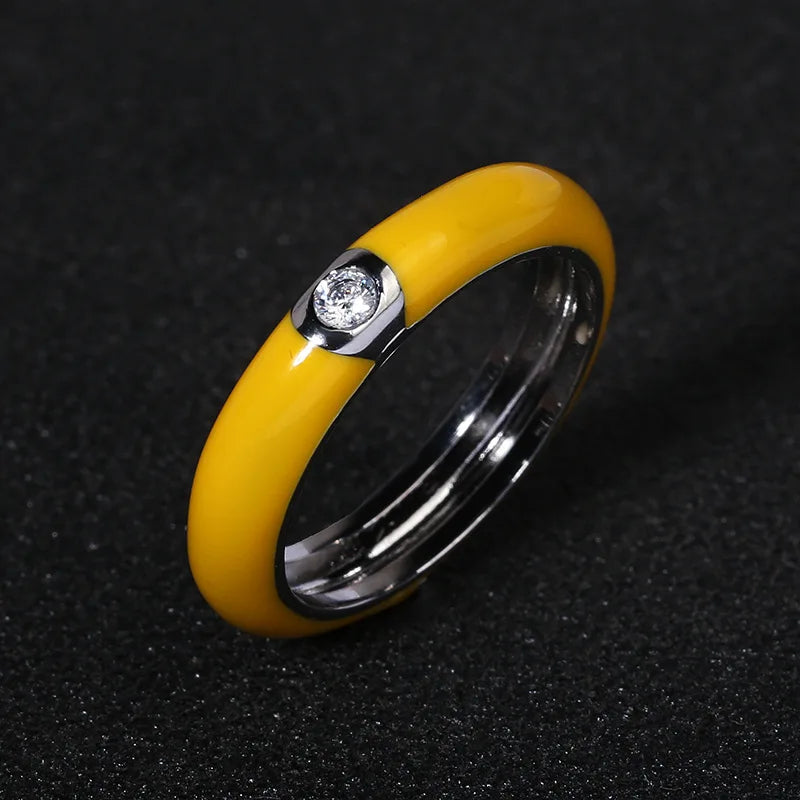 925 Silver Retro Enamel Flower Ring for Women - Adjustable