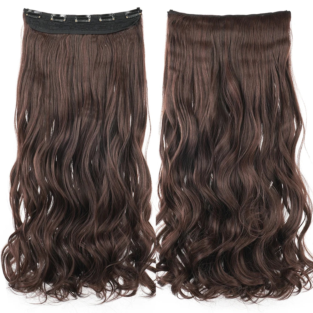 Soowee 24'' 28'' Synthetic Hair Charms Clip In Hair Extensions Dirty Blonde Fake Brown Curly Hair Pieces for Women