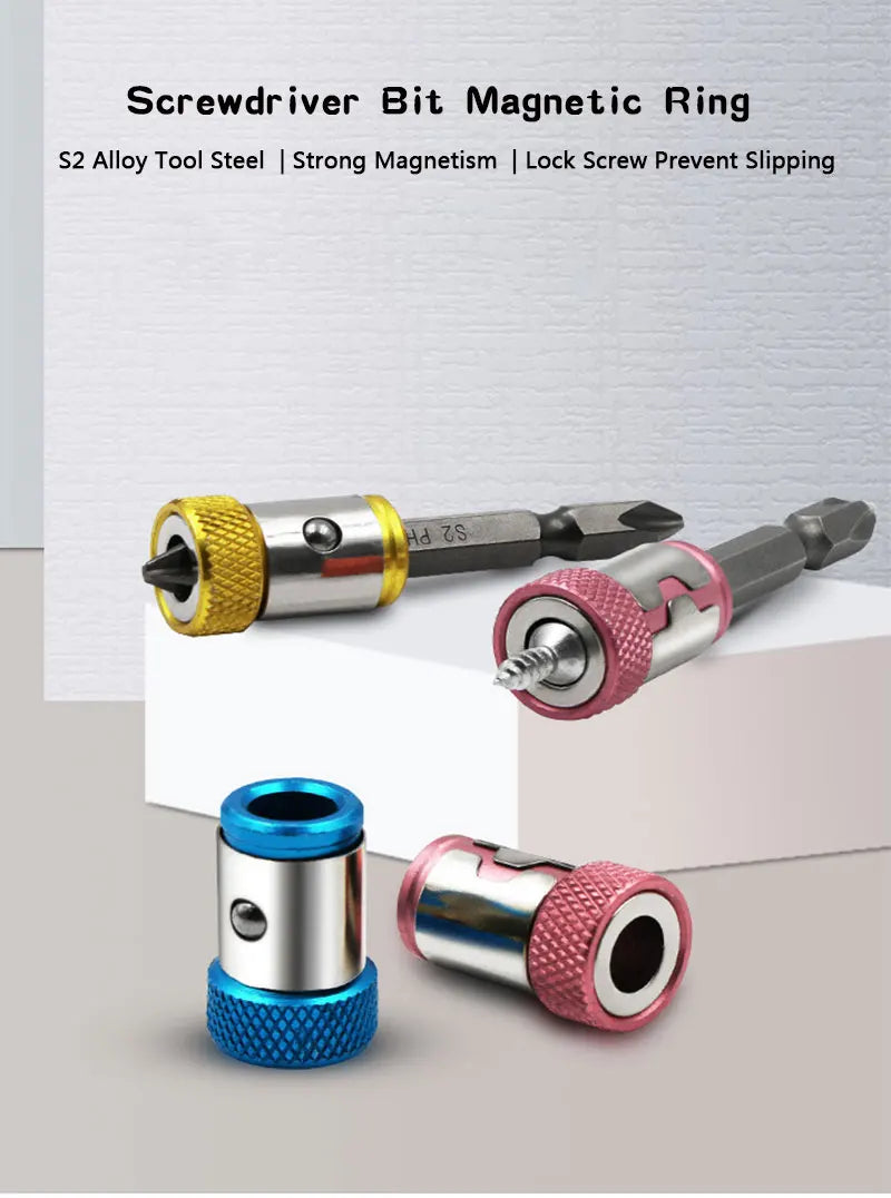 Universal Magnetic Ring for 6.35mm 1/4" Drill Bit Magnet Powerful Ring Strong Magnetizer Electric Screwdriver Bits
