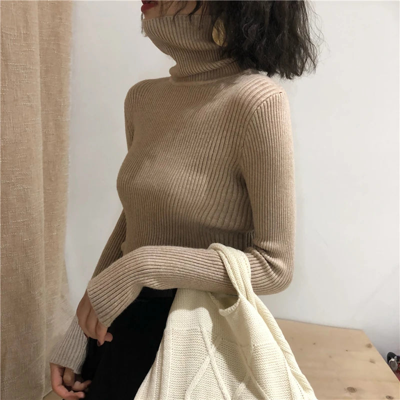 Women's Korean turtleneck sweater, slim knit — view 16 of 20