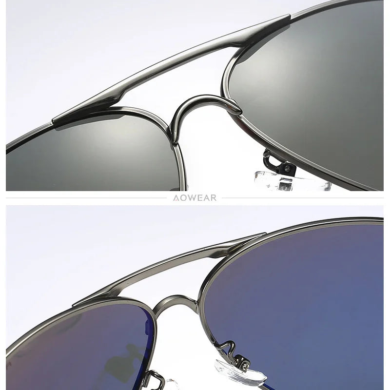 AOWEAR Polarized Aviator Sunglasses — Mirror Coating, Unisex