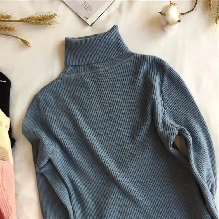 Women's Ribbed Turtleneck Sweater — Thick Knit Jumper