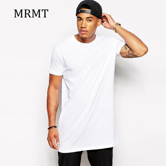 Men's Longline T-Shirt — Extra Long Hip-Hop Tee, White