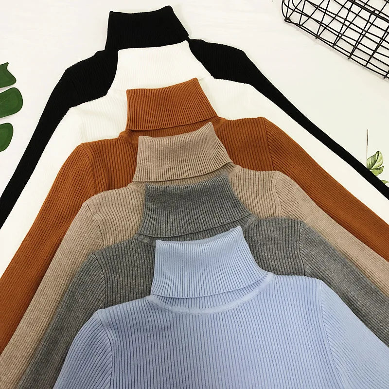 Womens Sweaters 2023 Winter Tops Turtleneck Sweater Women Thin Pullover Jumper Knitted Sweater Pull Femme Hiver Truien Dames New