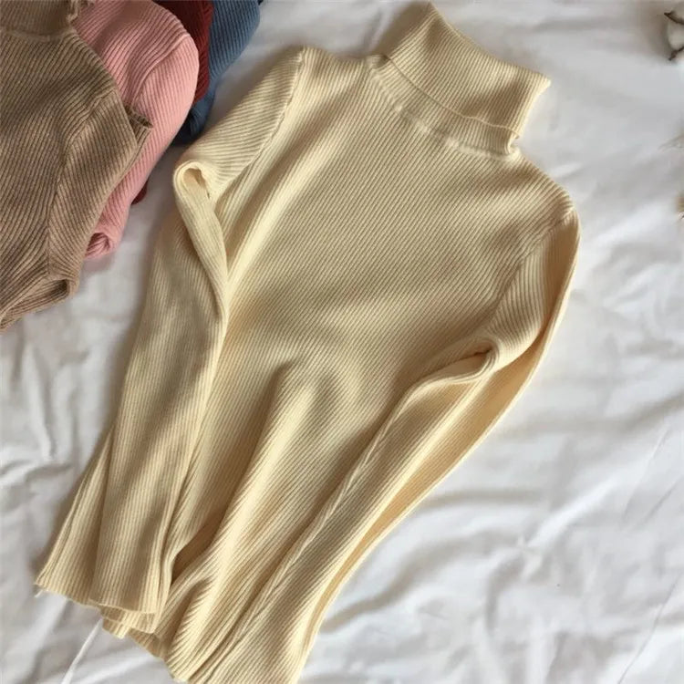 Women's Ribbed Turtleneck Sweater — Thick Knit Jumper