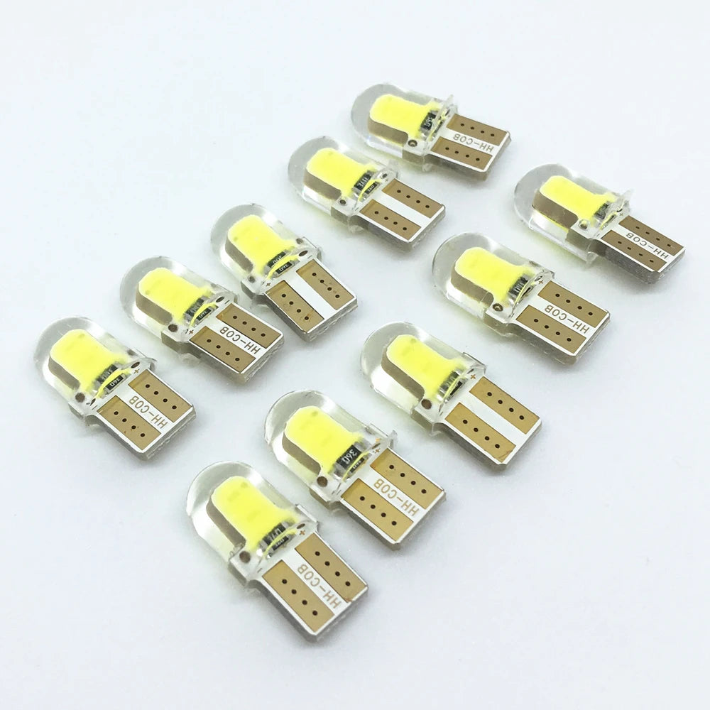 10Pcs  T10 Led Cold White 194 W5W LED Plate Light 168 COB Silica Car Super Bright Turn Side License  Lamp Bulb DC Auto 12V