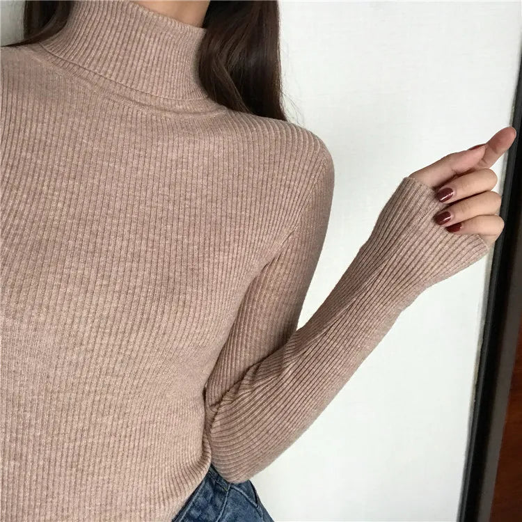 Women's ribbed turtleneck sweater, thick knit — view 12 of 20