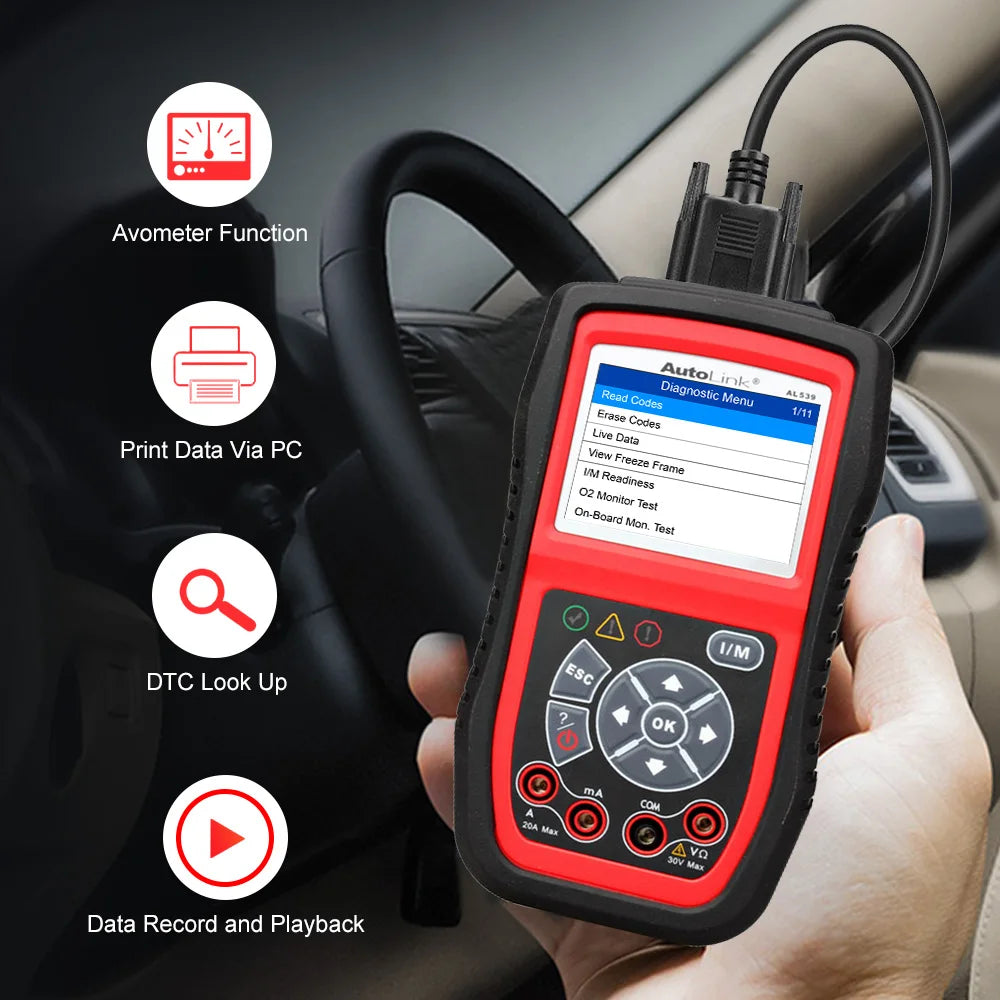 Autel AL539B Auto Code Reader Electrical Battery Tester for 12 Volts Batteries EOBD OBD 2 OBD2 Scanner Original Free Shipping