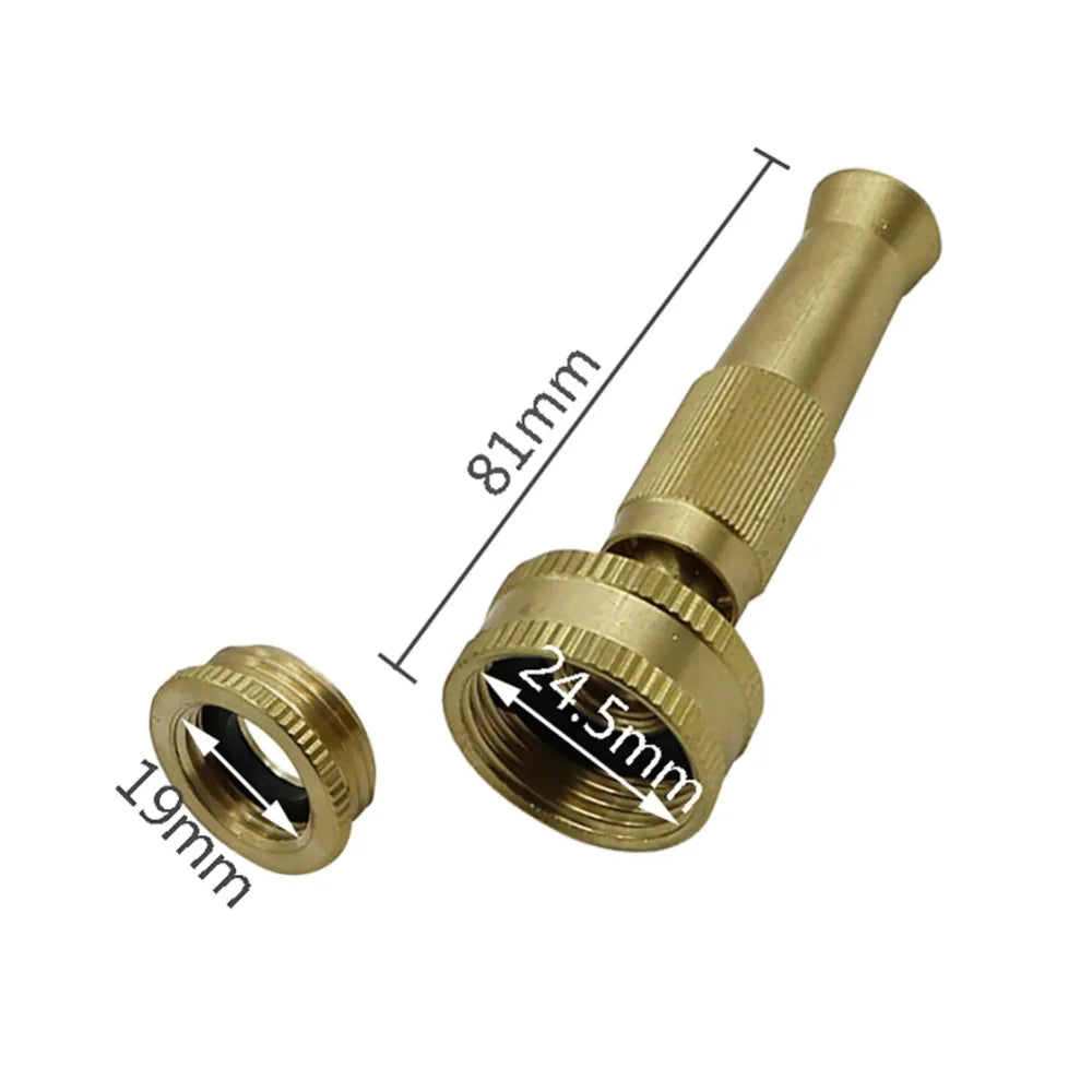 Brass Spray Gun with 3/4",1/2" to 3/4" Female thread Adjustable Water Gun Car Wash Garden lawn Watering Spray gun 1 Pc
