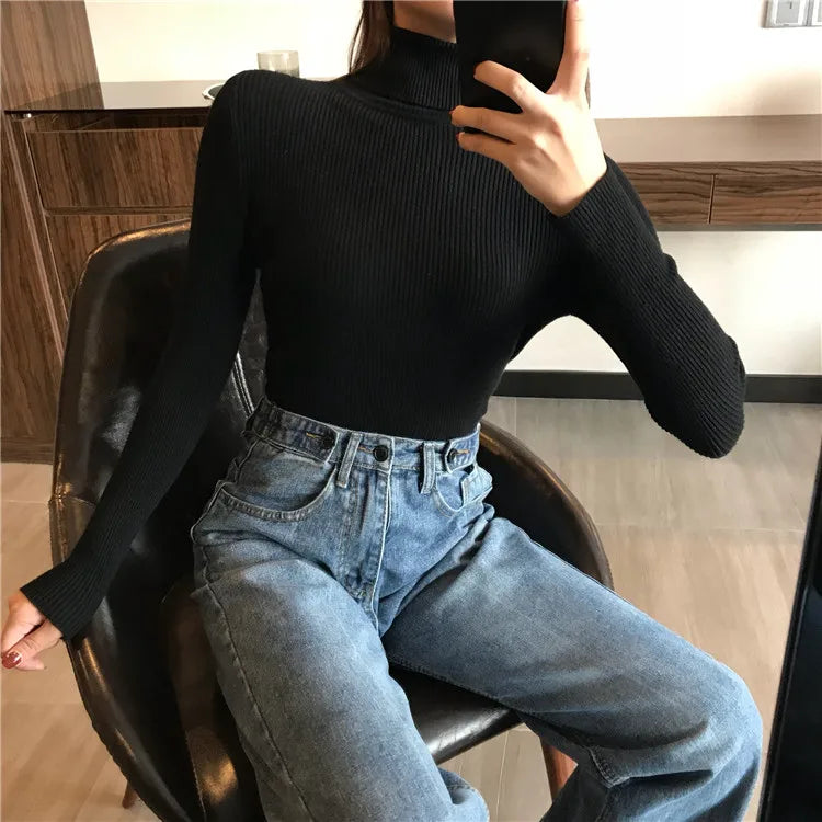 Women's ribbed turtleneck sweater, thick knit — view 9 of 20