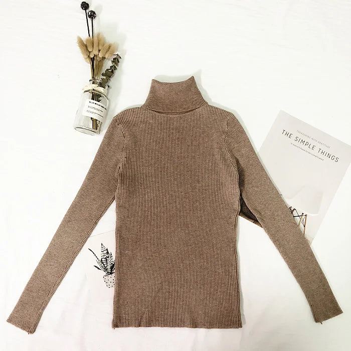 Womens Sweaters 2023 Winter Tops Turtleneck Sweater Women Thin Pullover Jumper Knitted Sweater Pull Femme Hiver Truien Dames New