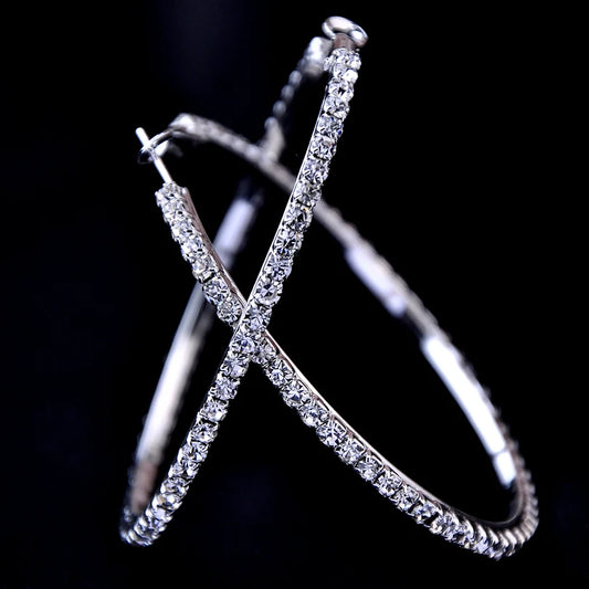 2026 New 30-100mm Large Crystal Hoops Earrings Paparazzi Basketball Wives CZ Hip Hop Earrings Christmas Jewelry Gift