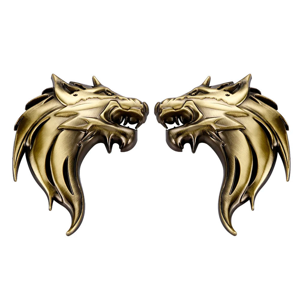 Wolf Wolverene Head 100% 3D Metal Car Auto Motorcycle Logo Emblem Badge Sticker DIY NEW Gun Silver Bronze 3 Colors Car-Styling