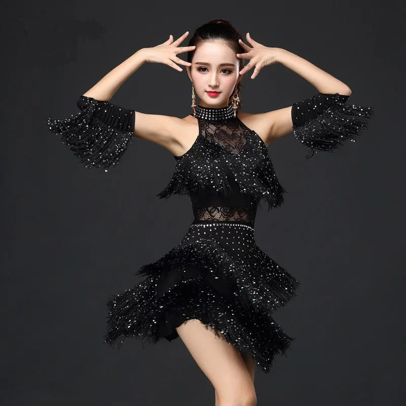 Fringe Latin dance dress for salsa, tango and cha cha