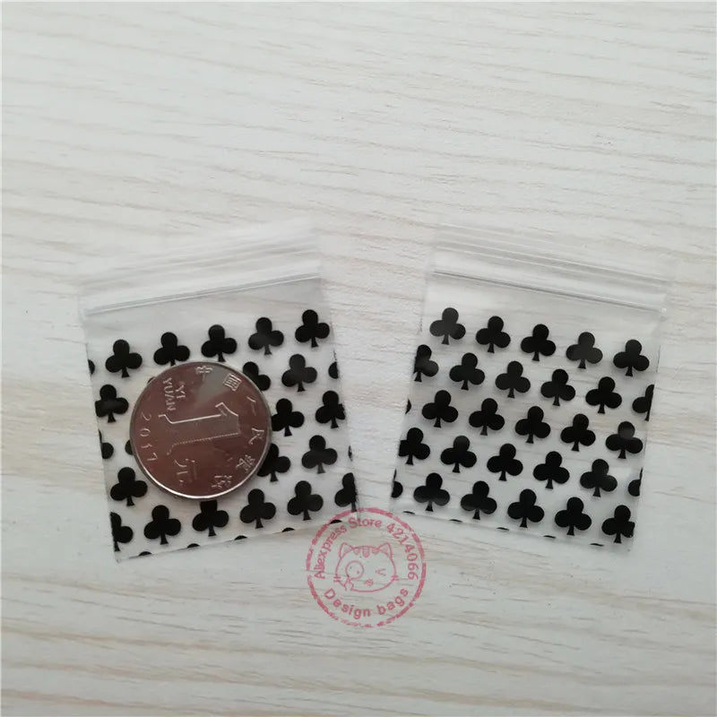 100pcs Mini Reclosable Storage Baggies - 1.25" Zip Craft Bags (Red Print)
