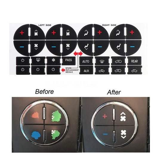 Climate Control AC Button Repair Stickers — Chevrolet Tahoe, Suburban, Avalanche, Silverado & GMC Yukon