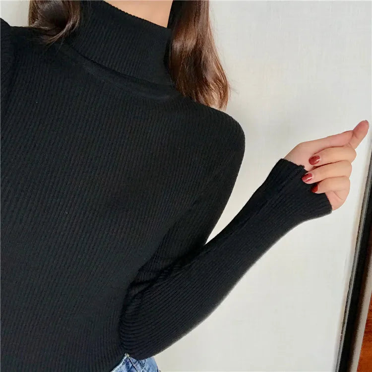 Women's ribbed turtleneck sweater, thick knit — view 10 of 20