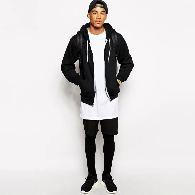 Men's Longline T-Shirt — Extra Long Hip-Hop Tee, White