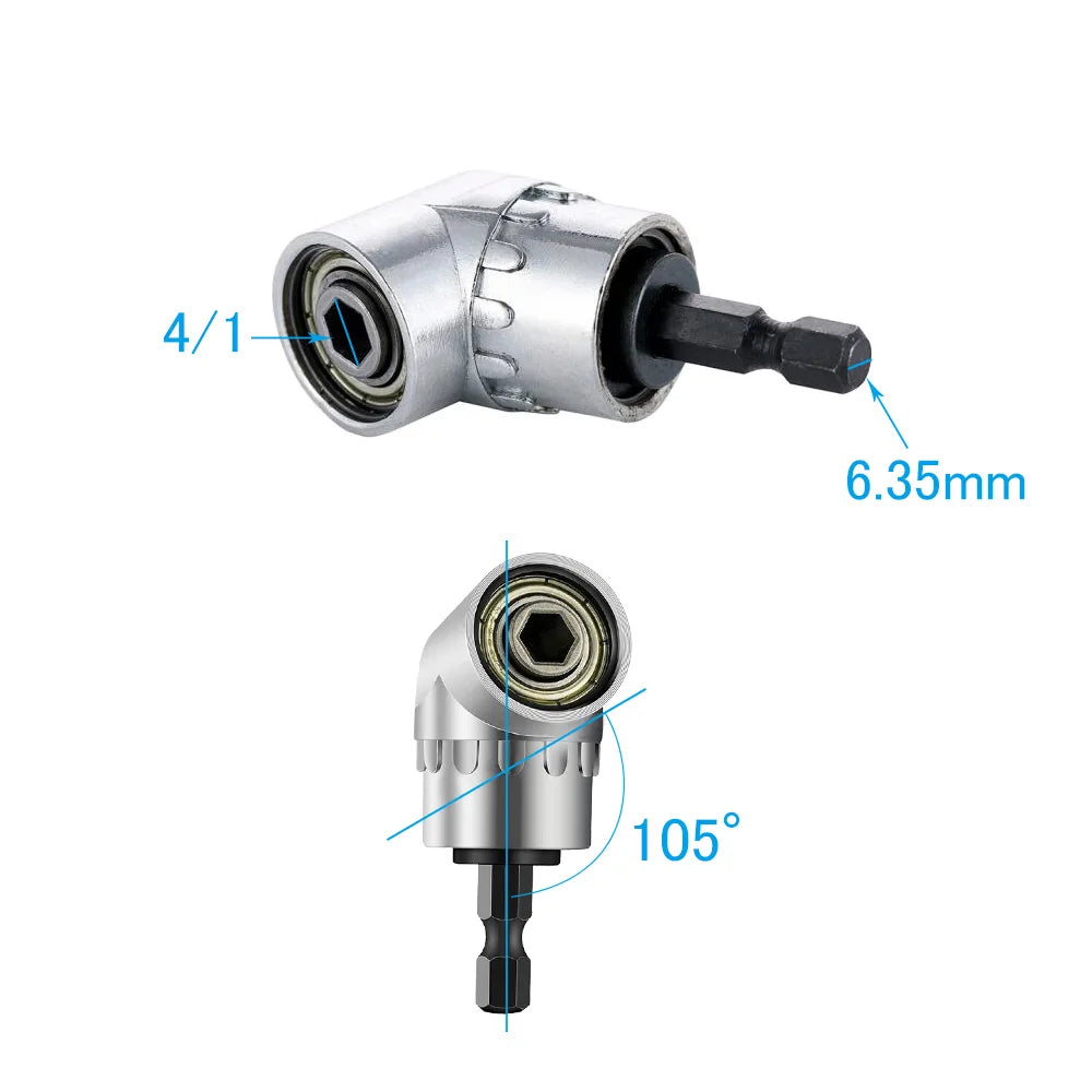 1pc 105 Degree Angle Extension Screw Driver Socket Holder Adapter Adjustable Bits Nozzles for Screwdrivers Bit Right Angle Head