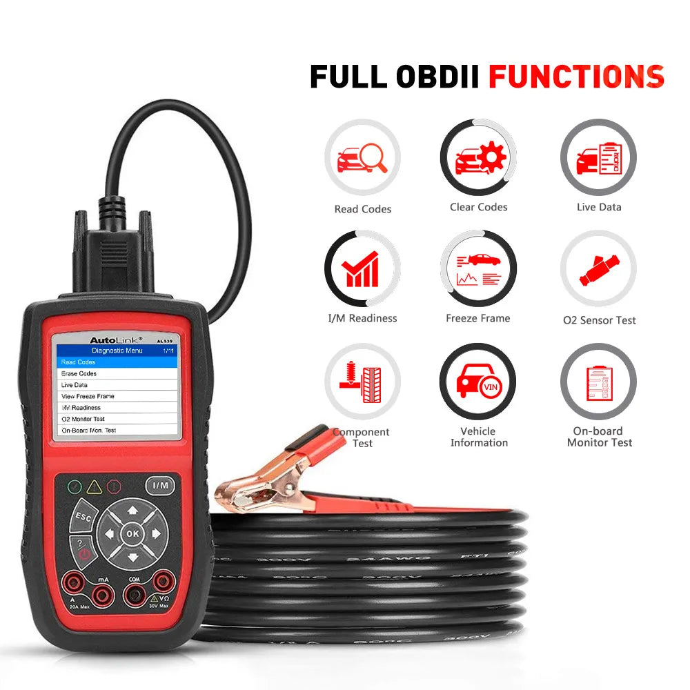 Autel AL539B Auto Code Reader Electrical Battery Tester for 12 Volts Batteries EOBD OBD 2 OBD2 Scanner Original Free Shipping
