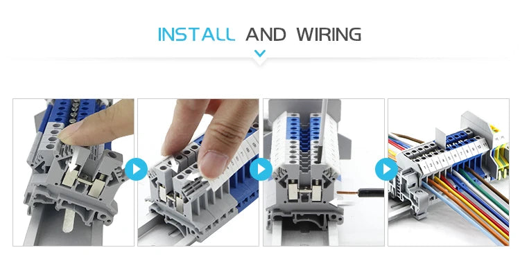 10Pcs UK 2.5 Terminal Block UK2.5B Screw Connection Connect Strip 2.5B 2.5mm² Cable Electrical Din Rail Wire Connector