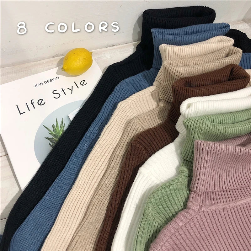 Women's Korean turtleneck sweater, slim knit — view 11 of 20