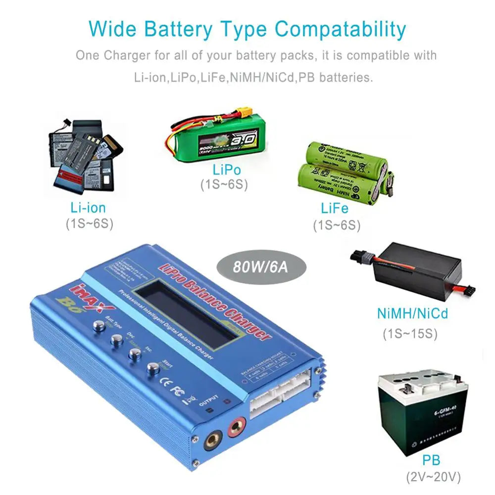 imax B6 80W Digital RC Balance Charger Discharge for LiPo NiMH NiCd LiFe Pb Battery Lipro Charger+ 15V 6A Adapter Optional