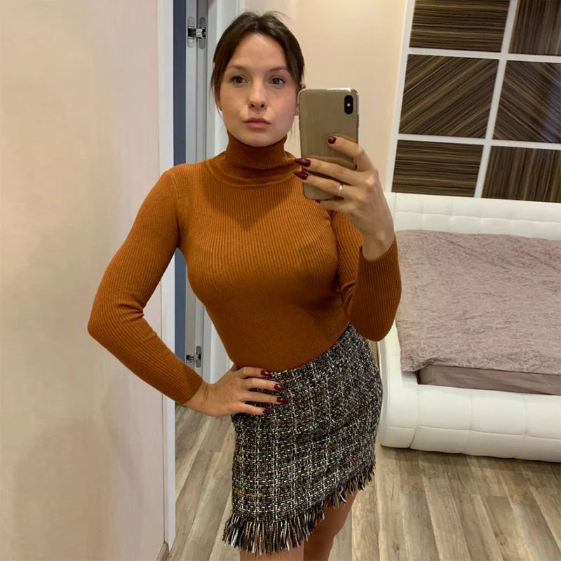 Womens Sweaters 2023 Winter Tops Turtleneck Sweater Women Thin Pullover Jumper Knitted Sweater Pull Femme Hiver Truien Dames New