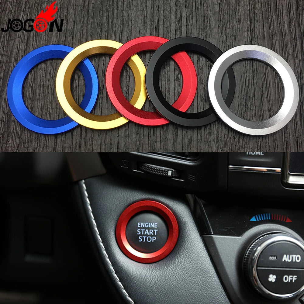 Push Start Stop Engine Button Ring Cover Trim Sticker For Toyota C-HR RAV4 Highlander Venza Alphard 4Runner Sienna Tacoma Hilux