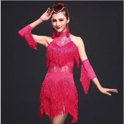 Fringe Latin dance dress for salsa, tango and cha cha